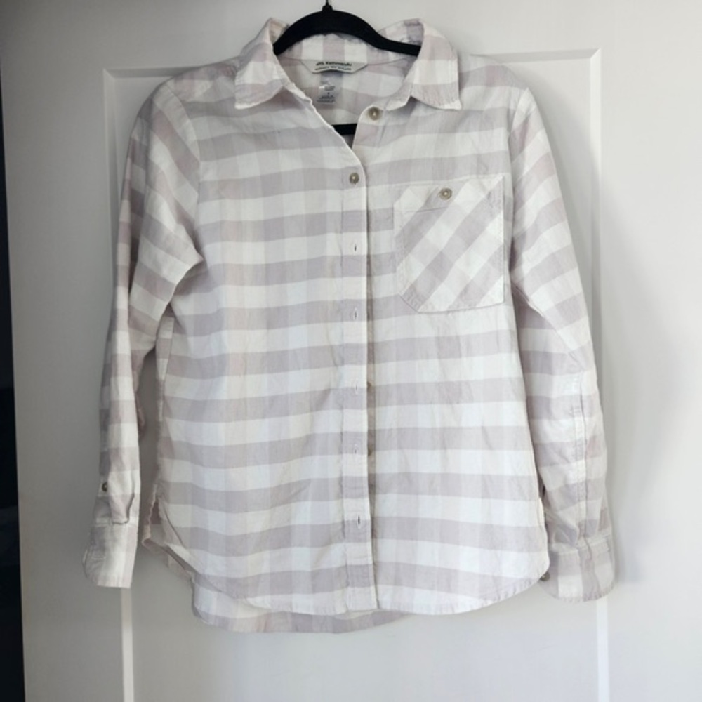 Kathmandu Light Pink and White Plaid Button-Down Shirt
